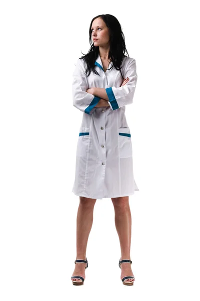 Nurse or young doctor standing isolated on white background in full body. — Stock Photo, Image