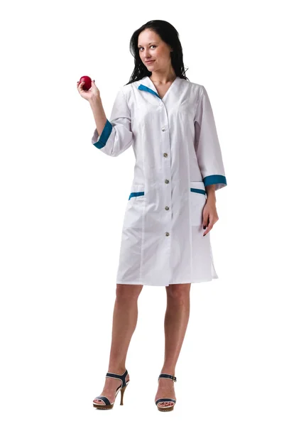 Nurse or young doctor standing isolated on white background in full body. — Stock Photo, Image