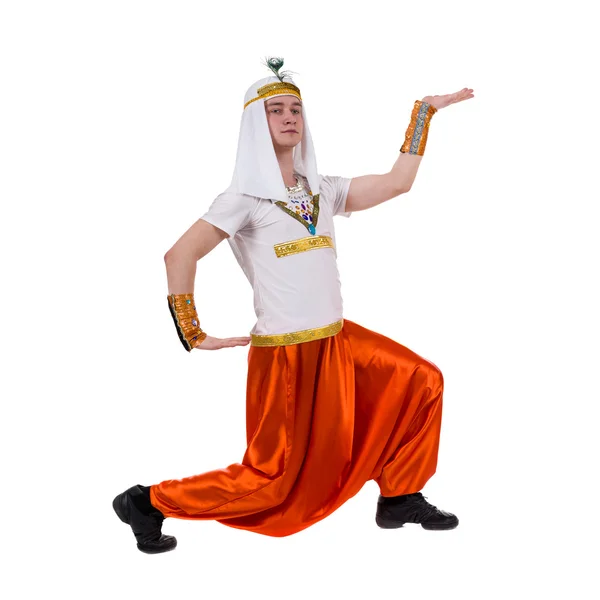 Tanzender Pharao im ägyptischen Kostüm. — Stockfoto