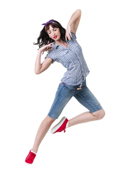 Aerobics fitness woman exercising isolated in full body. — Stock Photo, Image