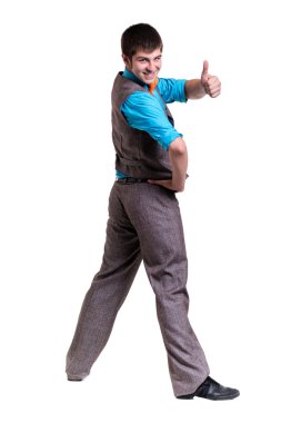 Bazı hareketleri yalıtılmış beyaz karşı gösterilen disco dansçı