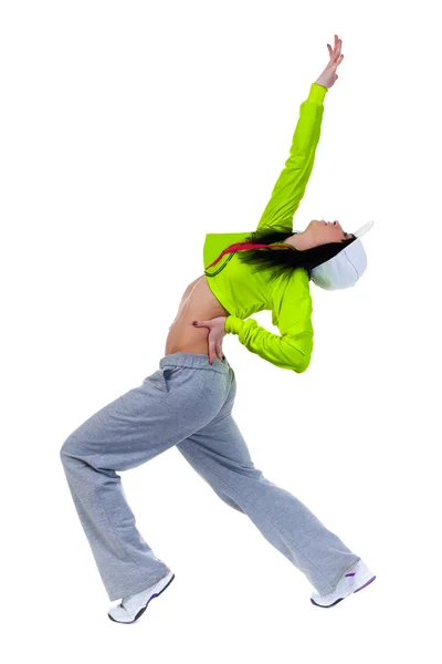 Modern style dancer showing some movements against isolated white background — Stock Photo, Image