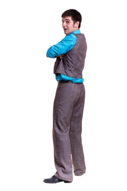 Bazı hareketleri yalıtılmış beyaz karşı gösterilen disco dansçı