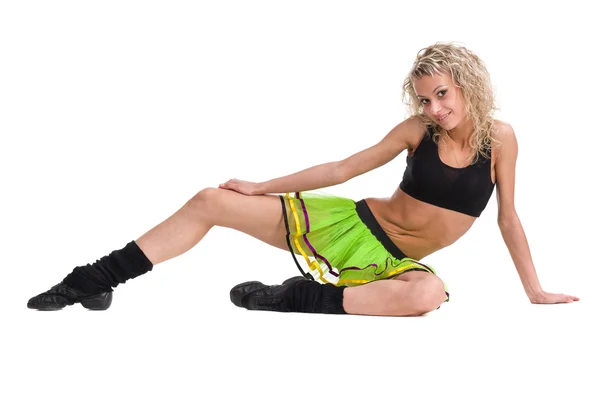 Aeróbica mulher fitness exercício isolado em corpo inteiro. — Fotografia de Stock