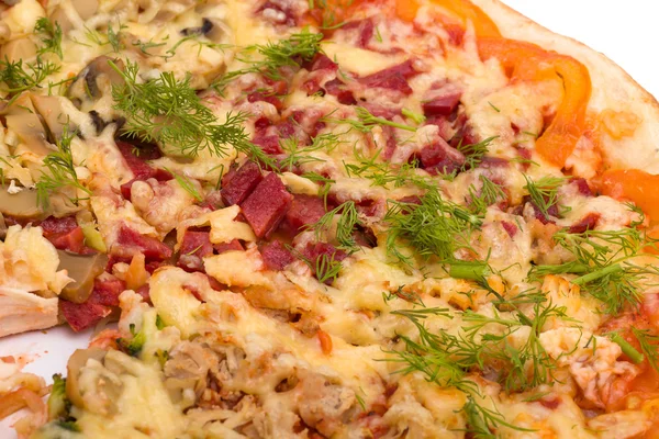 Pizza mit Käse und Schinken — Stockfoto