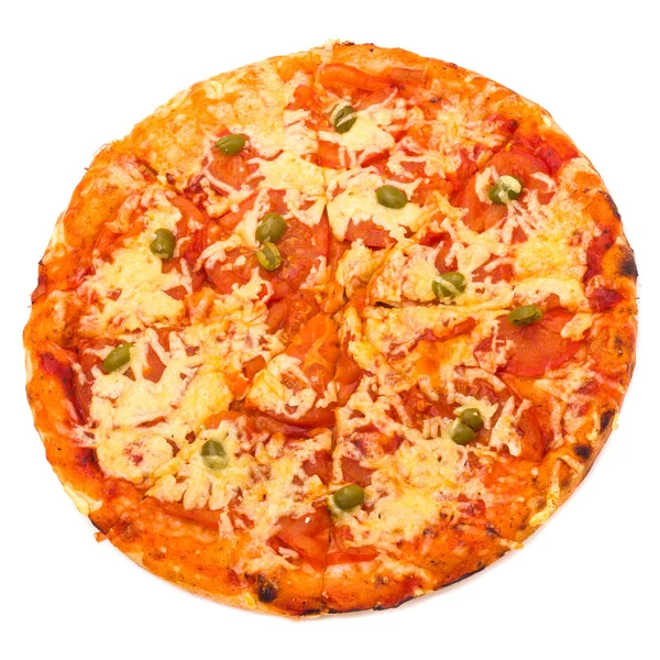 Pizza margherita aislada sobre fondo blanco. — Foto de Stock