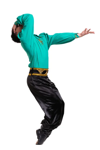 Dancing man wearing a toreador costume. Isolated on white in full length. Stock Picture