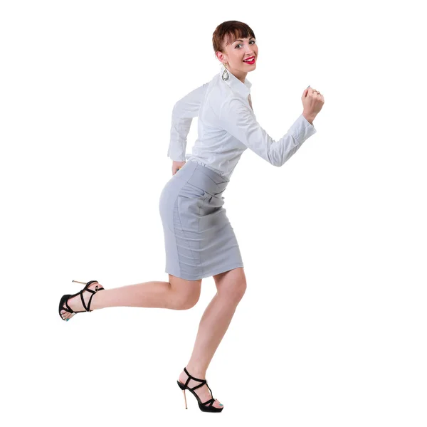 Businesswoman running isolated. — Stock Photo, Image