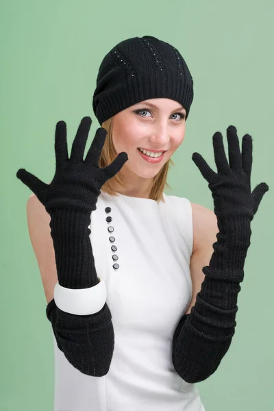 Knitwear. young woman wearing a winter cap — Stock Photo, Image