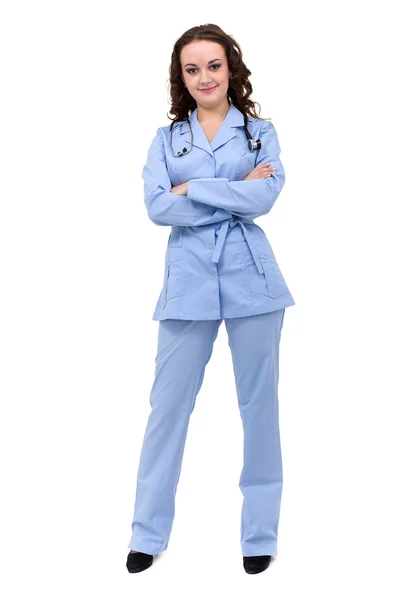 Portrait d'une femme médecin amicale avec stéthoscope — Photo