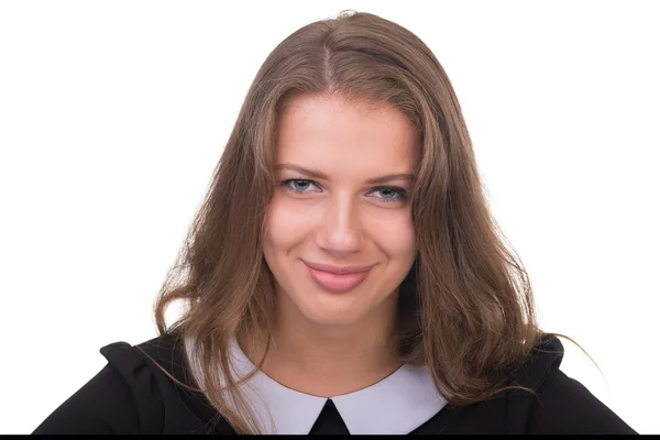 Retrato de mulher sorridente caucasiana atraente com copyspace — Fotografia de Stock