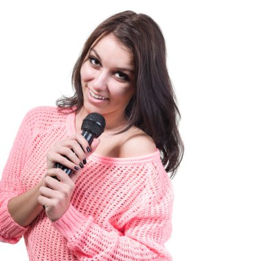 güzel coquette genç kadın, üzerinde beyaz izole