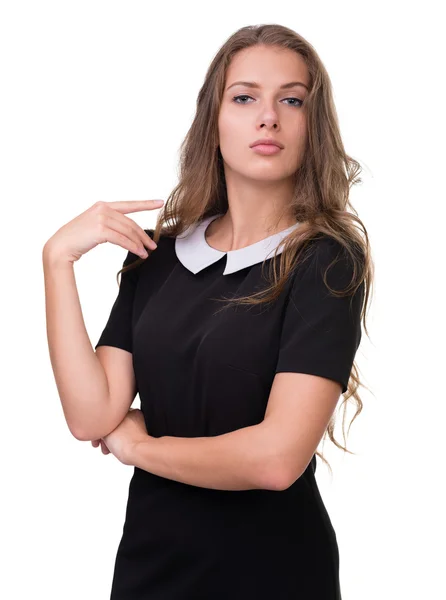 Closeup portrait of young dreamy woman — Stock Photo, Image