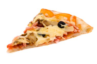 Peynir ve üzerinde beyaz izole jambon pizza