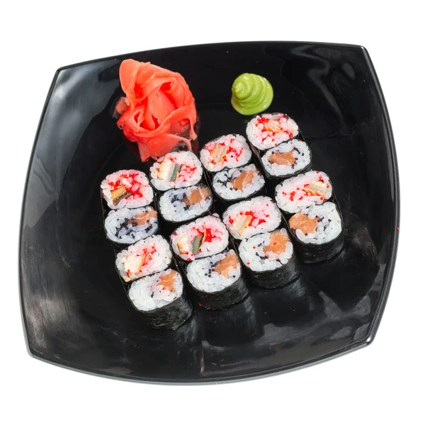 Hagyományos friss japán sushi tekercs fehér — Stock Fotó