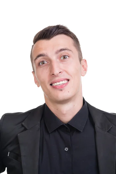 Portrait of young happy smiling business man, isolated over white — Stock Photo, Image