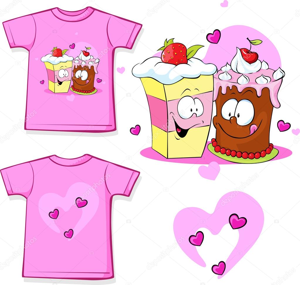 cute shirt with funny cake - vector illustration