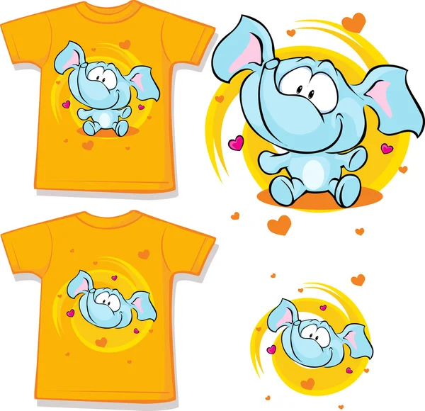 Camisa naranja con elefante bebé impreso - ilustración vectorial — Archivo Imágenes Vectoriales