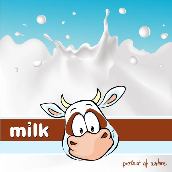 Σχεδίαση με αγελάδα και το γάλα splash - εικονογράφηση φορέας — Διανυσματικό Αρχείο