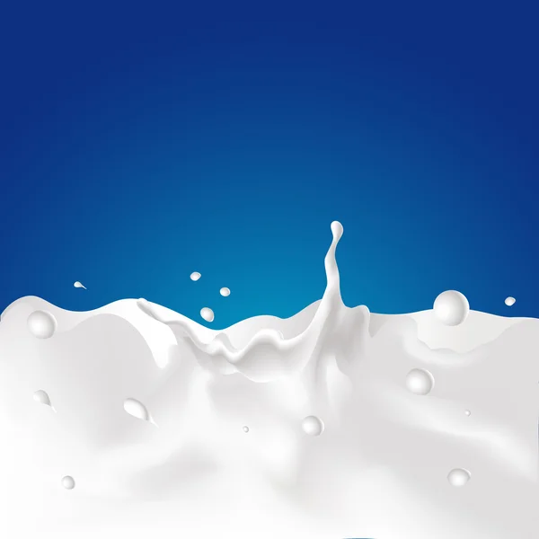 Respingo vetorial de leite - ilustração com fundo azul escuro — Vetor de Stock