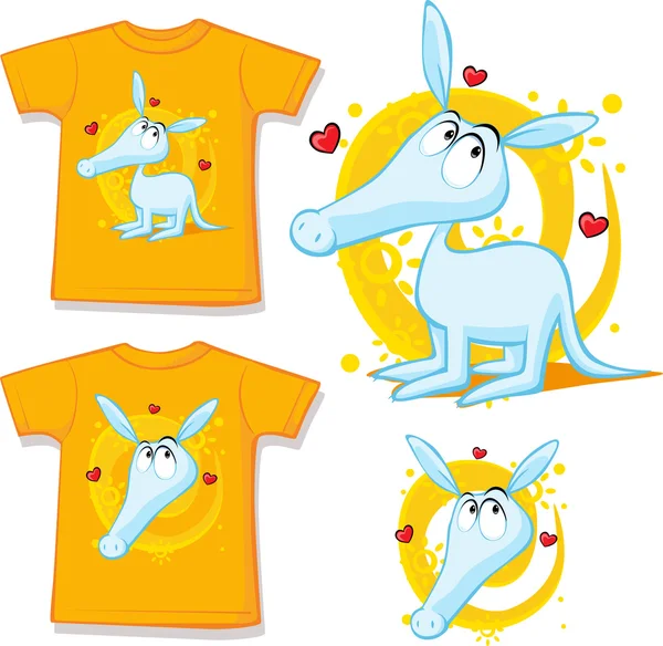 Camisa con ilustración aardvark lindo — Vector de stock