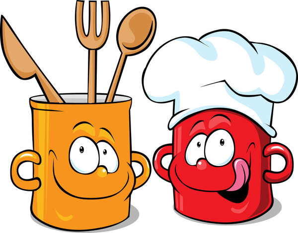 funny kitchen pot character - pot vector illustration