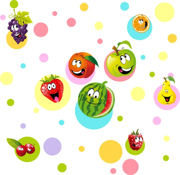 Fruta engraçada com colorido dotteddesign - ilustração vetorial — Vetor de Stock