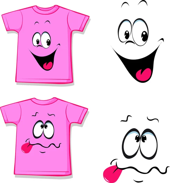 Распечатанная розовая футболка - смешное лицо - векторная иллюстрация — стоковый вектор
