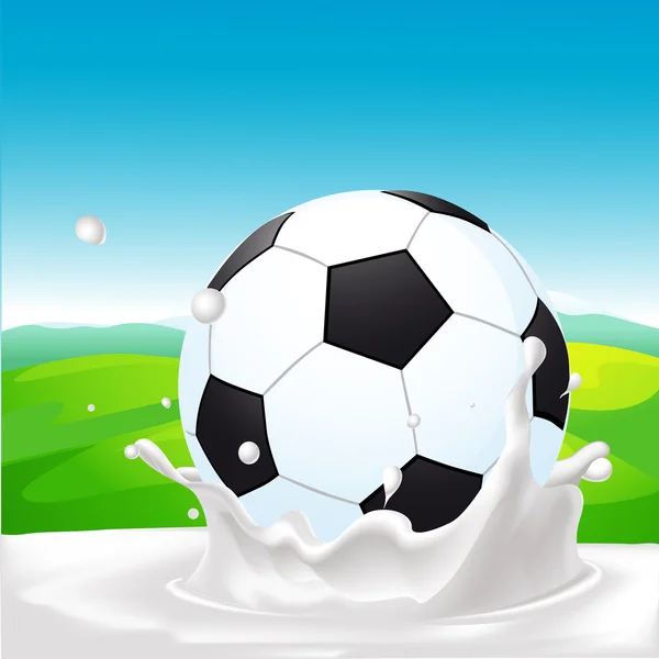 Futball-labda tej splash a természetes háttér - vektor-illusztráció — Stock Vector