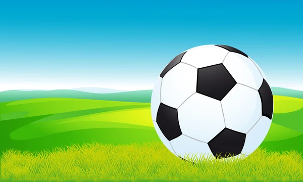 Pallone da calcio sdraiato sull'erba - illustrazione vettoriale — Vettoriale Stock