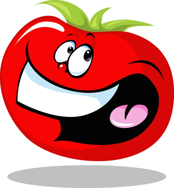 Grappige tomaat plantaardige glimlachend geïsoleerd op een witte achtergrond - vector illustratie — Stockvector