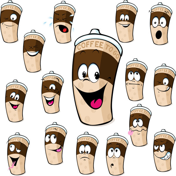 кофе в мультфильм - смешная векторная иллюстрация
