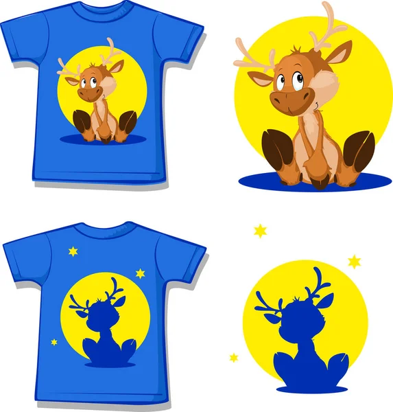 Cute Reindeer Character Design Shirt Vector Illustration — Stock Vector