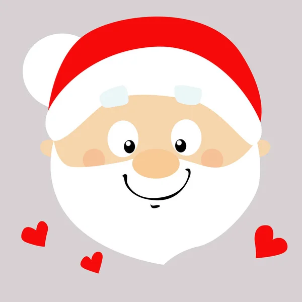 Santa Flat Design Cartoon Face Love Ilustração Vetorial — Vetor de Stock