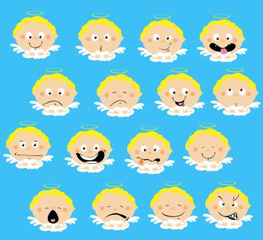 Melek Duygu Simgesi Etiketi Vektör Çizimi Düz Tasarım