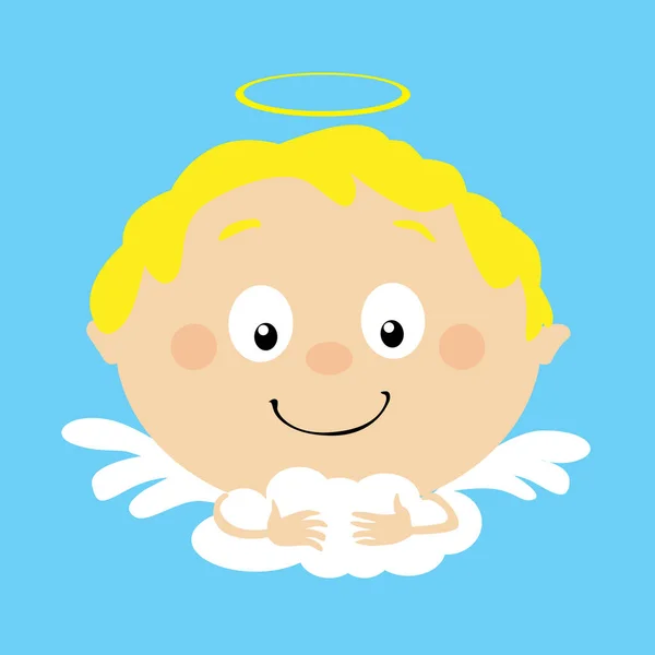 Ángel Cielo Icono Cara Simple Vector Diseño Plano Ilustración — Archivo Imágenes Vectoriales