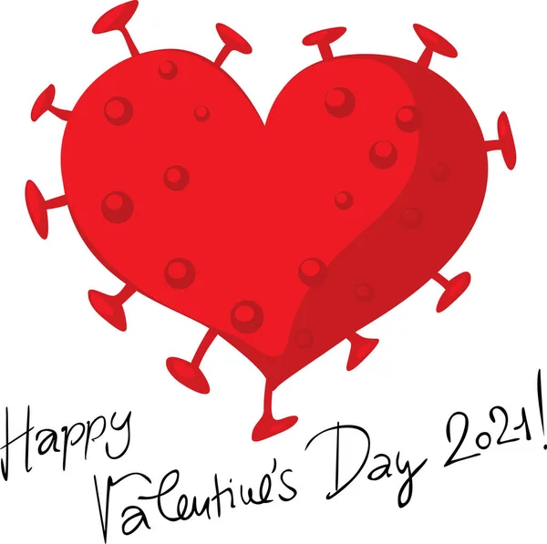 Valentines Corona Virus Heart Vector Illustration Love Time Coronavirus — Stock Vector
