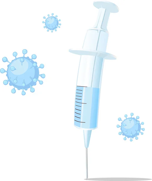 Vacccine Virus Blue Vector Illustration Isolated White Background — Stock Vector