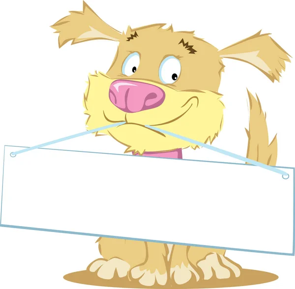 Cute Dog Gospodarstwa Jego Kaganiec Znak Wektor Ilustracji — Wektor stockowy
