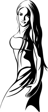 güzel dansçı - siyah anahat illüstrasyon