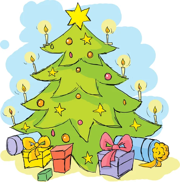 Christmas tree - kleurrijke schets — Stockvector