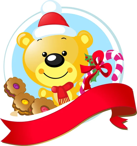 Design de Natal com urso vetor bonito —  Vetores de Stock