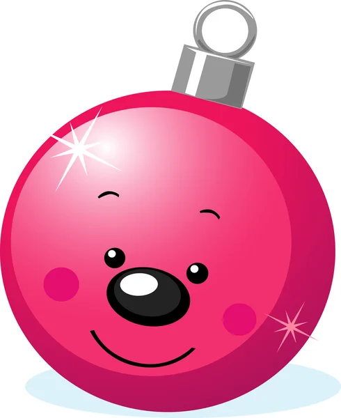 Xmas character - ball decoration with smiling face — Stock Vector