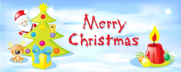 Vecteur horizontal conception de Noël avec neige et arbre de Noël — Image vectorielle