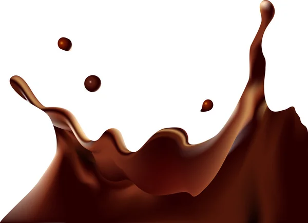Splash of chocolate or coffee isolated on white background - vector illustration — Stock Vector