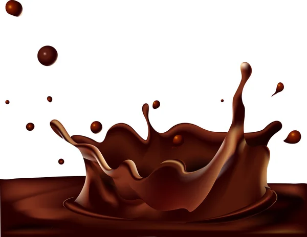 Salpicadura de café caliente o chocolate aislado sobre fondo blanco - ilustración vectorial — Archivo Imágenes Vectoriales