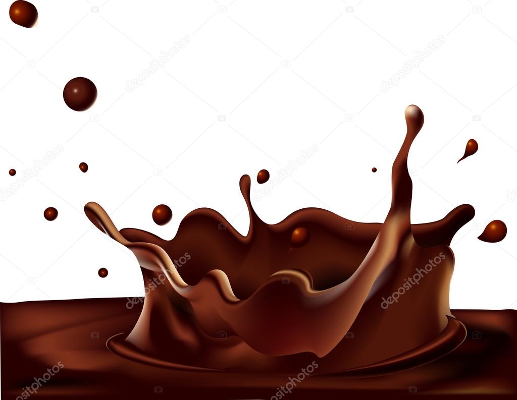 splash of hot coffee or chocolate isolated on white background - vector illustration