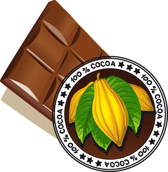 Chocolat avec sceau de qualité label de qualité vectoriel — Image vectorielle