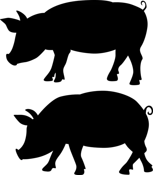 Schweinesilhouette - Abbildung schwarzer Vektoren — Stockvektor