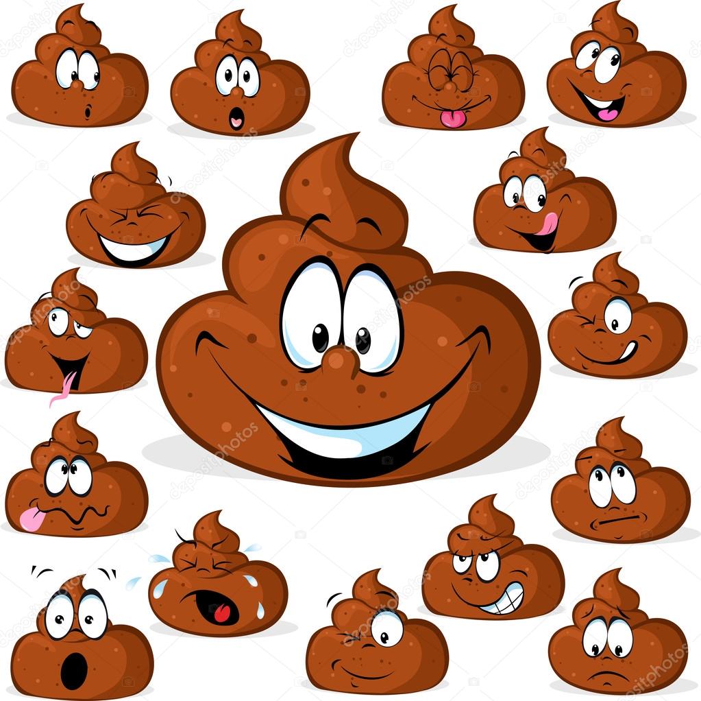 funny poo with many expressions isolated on white background